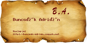 Buncsák Adrián névjegykártya